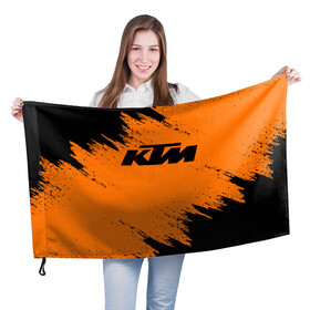 Флаг 3D с принтом KTM в Екатеринбурге, 100% полиэстер | плотность ткани — 95 г/м2, размер — 67 х 109 см. Принт наносится с одной стороны | enduro | ktm | moto | motocycle | sportmotorcycle | ктм | мото | мотоспорт