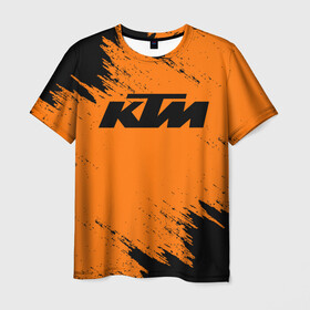 Мужская футболка 3D с принтом KTM в Екатеринбурге, 100% полиэфир | прямой крой, круглый вырез горловины, длина до линии бедер | Тематика изображения на принте: enduro | ktm | moto | motocycle | sportmotorcycle | ктм | мото | мотоспорт