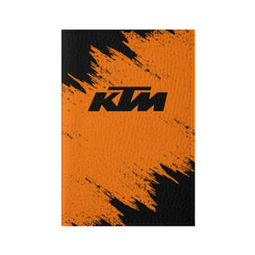 Обложка для паспорта матовая кожа с принтом KTM в Екатеринбурге, натуральная матовая кожа | размер 19,3 х 13,7 см; прозрачные пластиковые крепления | enduro | ktm | moto | motocycle | sportmotorcycle | ктм | мото | мотоспорт