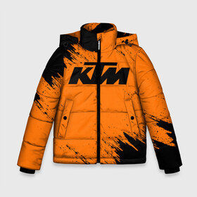 Зимняя куртка для мальчиков 3D с принтом KTM в Екатеринбурге, ткань верха — 100% полиэстер; подклад — 100% полиэстер, утеплитель — 100% полиэстер | длина ниже бедра, удлиненная спинка, воротник стойка и отстегивающийся капюшон. Есть боковые карманы с листочкой на кнопках, утяжки по низу изделия и внутренний карман на молнии. 

Предусмотрены светоотражающий принт на спинке, радужный светоотражающий элемент на пуллере молнии и на резинке для утяжки | enduro | ktm | moto | motocycle | sportmotorcycle | ктм | мото | мотоспорт