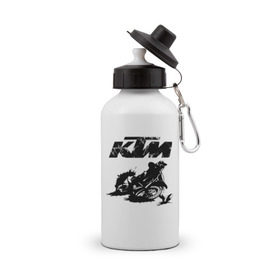 Бутылка спортивная с принтом KTM в Екатеринбурге, металл | емкость — 500 мл, в комплекте две пластиковые крышки и карабин для крепления | Тематика изображения на принте: enduro | ktm | moto | motocycle | sportmotorcycle | ктм | мото | мотоспорт
