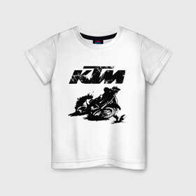 Детская футболка хлопок с принтом KTM в Екатеринбурге, 100% хлопок | круглый вырез горловины, полуприлегающий силуэт, длина до линии бедер | Тематика изображения на принте: enduro | ktm | moto | motocycle | sportmotorcycle | ктм | мото | мотоспорт