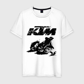 Мужская футболка хлопок с принтом KTM в Екатеринбурге, 100% хлопок | прямой крой, круглый вырез горловины, длина до линии бедер, слегка спущенное плечо. | enduro | ktm | moto | motocycle | sportmotorcycle | ктм | мото | мотоспорт