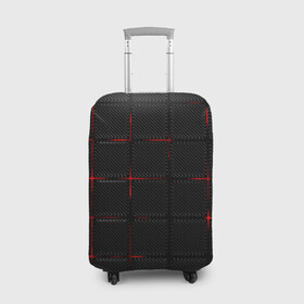 Чехол для чемодана 3D с принтом 3D Плиты Red & Black в Екатеринбурге, 86% полиэфир, 14% спандекс | двустороннее нанесение принта, прорези для ручек и колес | 3d | 3д | 3д полосы | led | led подсветка | красночерный | красный | полосы | свет | свечение | текстуры | черно красный | черный