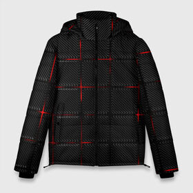 Мужская зимняя куртка 3D с принтом 3D Плиты Red & Black в Екатеринбурге, верх — 100% полиэстер; подкладка — 100% полиэстер; утеплитель — 100% полиэстер | длина ниже бедра, свободный силуэт Оверсайз. Есть воротник-стойка, отстегивающийся капюшон и ветрозащитная планка. 

Боковые карманы с листочкой на кнопках и внутренний карман на молнии. | 3d | 3д | 3д полосы | led | led подсветка | красночерный | красный | полосы | свет | свечение | текстуры | черно красный | черный