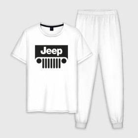 Мужская пижама хлопок с принтом Im Jeep в Екатеринбурге, 100% хлопок | брюки и футболка прямого кроя, без карманов, на брюках мягкая резинка на поясе и по низу штанин
 | 4на4 | auto | baja | jeep | offroad | trofi | авто | автомобиль | ам | баха | бездорожье | внедорожник | джип | джипинг | джиппинг | машина | машины | оффроад | полный привод