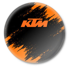 Значок с принтом KTM в Екатеринбурге,  металл | круглая форма, металлическая застежка в виде булавки | enduro | ktm | moto | moto sport | motocycle | sportmotorcycle | ктм | мото | мото спорт | мотоспорт | спорт мото
