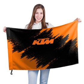Флаг 3D с принтом KTM в Екатеринбурге, 100% полиэстер | плотность ткани — 95 г/м2, размер — 67 х 109 см. Принт наносится с одной стороны | enduro | ktm | moto | moto sport | motocycle | sportmotorcycle | ктм | мото | мото спорт | мотоспорт | спорт мото