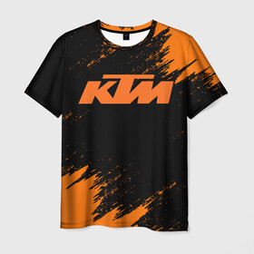 Мужская футболка 3D с принтом KTM в Екатеринбурге, 100% полиэфир | прямой крой, круглый вырез горловины, длина до линии бедер | enduro | ktm | moto | moto sport | motocycle | sportmotorcycle | ктм | мото | мото спорт | мотоспорт | спорт мото