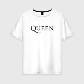 Женская футболка хлопок Oversize с принтом QUEEN (НА СПИНЕ) в Екатеринбурге, 100% хлопок | свободный крой, круглый ворот, спущенный рукав, длина до линии бедер
 | queen | rock | we will rock you | брайан мэи | группа queen | группа квин | джон дикон | квин | королева | король | роджер тейлор | рок | фредди меркьюри