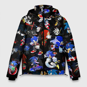 Мужская зимняя куртка 3D с принтом Sonic паттерн в Екатеринбурге, верх — 100% полиэстер; подкладка — 100% полиэстер; утеплитель — 100% полиэстер | длина ниже бедра, свободный силуэт Оверсайз. Есть воротник-стойка, отстегивающийся капюшон и ветрозащитная планка. 

Боковые карманы с листочкой на кнопках и внутренний карман на молнии. | Тематика изображения на принте: amy rose | blaze the cat | hedgehog | sega | silver | sonic | доктор эггман | ёж соник | ехидна наклз | кошка блейз | метал соник | сега | сильвер | соник