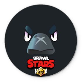 Коврик для мышки круглый с принтом Brawl Stars Voron в Екатеринбурге, резина и полиэстер | круглая форма, изображение наносится на всю лицевую часть | voron | ворон