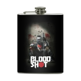 Фляга с принтом BloodShot в Екатеринбурге, металлический корпус | емкость 0,22 л, размер 125 х 94 мм. Виниловая наклейка запечатывается полностью | Тематика изображения на принте: bloodshot | valiant | vin diesel | бладшот | вин дизель | кино | фильм | фильм 2020