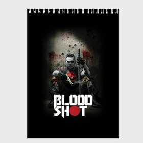 Скетчбук с принтом BloodShot в Екатеринбурге, 100% бумага
 | 48 листов, плотность листов — 100 г/м2, плотность картонной обложки — 250 г/м2. Листы скреплены сверху удобной пружинной спиралью | Тематика изображения на принте: bloodshot | valiant | vin diesel | бладшот | вин дизель | кино | фильм | фильм 2020