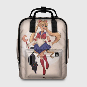 Женский рюкзак 3D с принтом Sailor Moon в Екатеринбурге, 100% полиэстер | лямки с регулируемой длиной, сверху ручки, чтобы рюкзак нести как сумку. Основное отделение закрывается на молнию, как и внешний карман. Внутри два дополнительных кармана, один из которых закрывается на молнию. По бокам два дополнительных кармашка, куда поместится маленькая бутылочка
 | anime | japan | manga | sailor moon | аниме | девочка | девушка | луна | лунная призма | манга | сейлор мун | сэйлор мун | япония