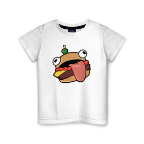Детская футболка хлопок с принтом Fortnite Burger в Екатеринбурге, 100% хлопок | круглый вырез горловины, полуприлегающий силуэт, длина до линии бедер | burger | cybersport | esport | fortnite | game | logo | бургер | игра | киберспорт | фортнайт