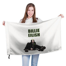 Флаг 3D с принтом Billie Eilish в Екатеринбурге, 100% полиэстер | плотность ткани — 95 г/м2, размер — 67 х 109 см. Принт наносится с одной стороны | billie eilish | билли айлиш | музыка
