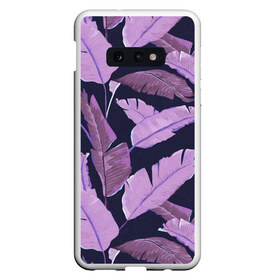 Чехол для Samsung S10E с принтом Tropical leaves 4 purple в Екатеринбурге, Силикон | Область печати: задняя сторона чехла, без боковых панелей | leaves | palms. тропические | tropical | листья | пальмы