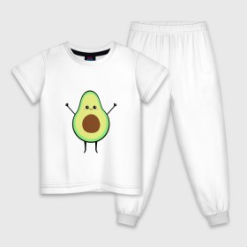 Детская пижама хлопок с принтом Милый авокадо в Екатеринбурге, 100% хлопок |  брюки и футболка прямого кроя, без карманов, на брюках мягкая резинка на поясе и по низу штанин
 | Тематика изображения на принте: avocado | авокадо | еда | милый авокадо | прикольная картинка | фрукт