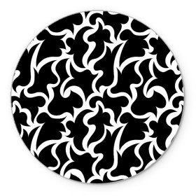 Коврик для мышки круглый с принтом Чёрно-белая мозаика в Екатеринбурге, резина и полиэстер | круглая форма, изображение наносится на всю лицевую часть | абстракция | белый | бесшовный | декоративный | дублировать | мозаика | орнамент | пазл | повторять | пятна | узор | чёрный