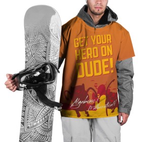 Накидка на куртку 3D с принтом Get your hero on DUDE в Екатеринбурге, 100% полиэстер |  | Тематика изображения на принте: dude | vdpartat | время приключений | фин и джейк