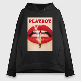 Женское худи Oversize хлопок с принтом PLAYBOY в Екатеринбурге, френч-терри — 70% хлопок, 30% полиэстер. Мягкий теплый начес внутри —100% хлопок | боковые карманы, эластичные манжеты и нижняя кромка, капюшон на магнитной кнопке | Тематика изображения на принте: brand | brazzers | fake taxi | faketaxi | fire | hub | kiss | mode | playboy | бразерс | бренд | губы | мода | поцелуй | фейк такси