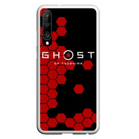 Чехол для Honor P30 с принтом Ghost в Екатеринбурге, Силикон | Область печати: задняя сторона чехла, без боковых панелей | Тематика изображения на принте: ghost of tsushima | playstation 4 | бесшумный | дзин | красный листок | монгол | монголы | монгольская империя | призрак | самураи | самурай | хан | цусима | япония