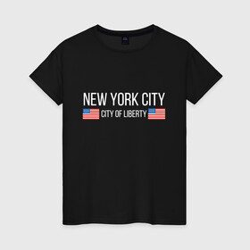 Женская футболка хлопок с принтом NEW YORK в Екатеринбурге, 100% хлопок | прямой крой, круглый вырез горловины, длина до линии бедер, слегка спущенное плечо | america | city | new | ny | of | states | united | usa | york | америка | американская | америки | йорк | нью | нью йорк | свобода | сша | туризм | туристическая | флаг | флаги