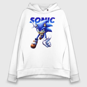 Женское худи Oversize хлопок с принтом SONIC в Екатеринбурге, френч-терри — 70% хлопок, 30% полиэстер. Мягкий теплый начес внутри —100% хлопок | боковые карманы, эластичные манжеты и нижняя кромка, капюшон на магнитной кнопке | animal | games | hedgehog | sega | sonic | speed | speed sonic | быстрый ёж | ёж | ёжик | игры | персонаж | сега | синий ёж | скорость | соник