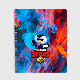 Тетрадь с принтом Brawl Stars AGENT P в Екатеринбурге, 100% бумага | 48 листов, плотность листов — 60 г/м2, плотность картонной обложки — 250 г/м2. Листы скреплены сбоку удобной пружинной спиралью. Уголки страниц и обложки скругленные. Цвет линий — светло-серый
 | Тематика изображения на принте: brawl stars скин mr p | крутой агент п | персонаж бравл старс | пингвин в очках