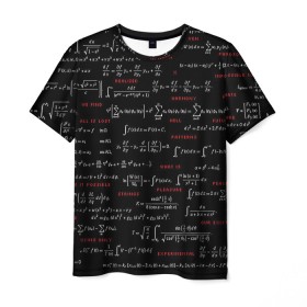 Мужская футболка 3D с принтом Математические формулы в Екатеринбурге, 100% полиэфир | прямой крой, круглый вырез горловины, длина до линии бедер | алгебра | вычисления | геометрия | дроби | интегралы | матан | математика | формулы | школа | шпаргалка