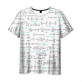 Мужская футболка 3D с принтом Математические формулы в Екатеринбурге, 100% полиэфир | прямой крой, круглый вырез горловины, длина до линии бедер | алгебра | вычисления | геометрия | дроби | интегралы | матан | математика | студентам | формулы | школа | шпаргалка