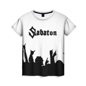 Женская футболка 3D с принтом SABATON в Екатеринбурге, 100% полиэфир ( синтетическое хлопкоподобное полотно) | прямой крой, круглый вырез горловины, длина до линии бедер | sabaton | skull | даниель муллбак | йоаким броден | крис рёланд | оскар монтелиус | пэр сундстрём | рикард сунден | сабатон | скелет | тоббе энглунд | томми юханссон | ханнес ван дал | черепа