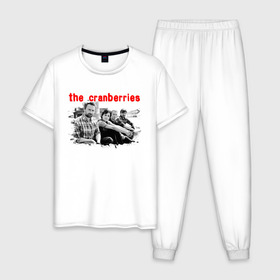 Мужская пижама хлопок с принтом The Cranberries в Екатеринбурге, 100% хлопок | брюки и футболка прямого кроя, без карманов, на брюках мягкая резинка на поясе и по низу штанин
 | cranberries | dolores mary eileen | rock | the cranberries | альтернативный рок | долорес | дрим поп | кельтик рок | клюква | музыка | панк | рок | софт рок