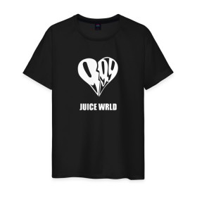 Мужская футболка хлопок с принтом JUICE WRLD. в Екатеринбурге, 100% хлопок | прямой крой, круглый вырез горловины, длина до линии бедер, слегка спущенное плечо. | 