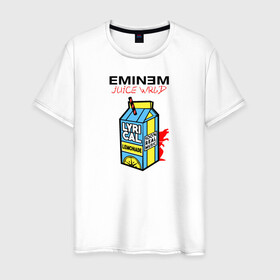 Мужская футболка хлопок с принтом Eminem Juice WRLD Godzilla в Екатеринбурге, 100% хлопок | прямой крой, круглый вырез горловины, длина до линии бедер, слегка спущенное плечо. | 100 сок | eminem | godzilla | juice | juice wrld | logo | music | rap | альбом | годзилла | джус | джюс | лейбл | лирика | лирический | лого | логотип | рэп | сок | трубочка | эминем