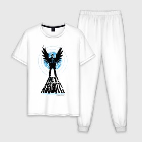 Мужская пижама хлопок с принтом Castiel - Hey Assbutt в Екатеринбурге, 100% хлопок | брюки и футболка прямого кроя, без карманов, на брюках мягкая резинка на поясе и по низу штанин
 | castiel | supernatural | vdzabma | кастиэль | сверхъестественное