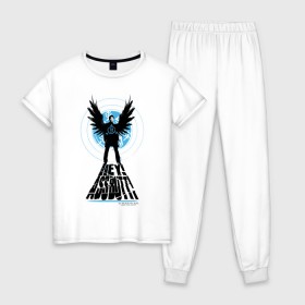 Женская пижама хлопок с принтом Castiel - Hey Assbutt в Екатеринбурге, 100% хлопок | брюки и футболка прямого кроя, без карманов, на брюках мягкая резинка на поясе и по низу штанин | castiel | supernatural | vdzabma | кастиэль | сверхъестественное