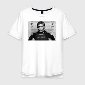 Мужская футболка хлопок Oversize с принтом Dean Winchester в Екатеринбурге, 100% хлопок | свободный крой, круглый ворот, “спинка” длиннее передней части | dean winchester | supernatural | vdzabma | дин винчестер | сверхъестественное