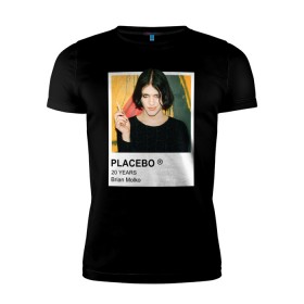 Мужская футболка премиум с принтом PLACEBO Brain Molko в Екатеринбурге, 92% хлопок, 8% лайкра | приталенный силуэт, круглый вырез ворота, длина до линии бедра, короткий рукав | Тематика изображения на принте: placebo | wyin20 | альтернативный рок | рок | рок группа