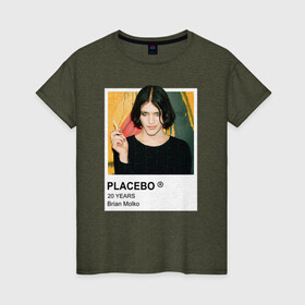 Женская футболка хлопок с принтом PLACEBO Brain Molko в Екатеринбурге, 100% хлопок | прямой крой, круглый вырез горловины, длина до линии бедер, слегка спущенное плечо | placebo | wyin20 | альтернативный рок | рок | рок группа