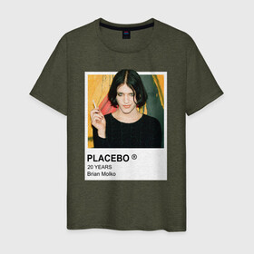 Мужская футболка хлопок с принтом PLACEBO Brain Molko в Екатеринбурге, 100% хлопок | прямой крой, круглый вырез горловины, длина до линии бедер, слегка спущенное плечо. | placebo | wyin20 | альтернативный рок | рок | рок группа