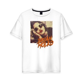 Женская футболка хлопок Oversize с принтом Brian Molko в Екатеринбурге, 100% хлопок | свободный крой, круглый ворот, спущенный рукав, длина до линии бедер
 | Тематика изображения на принте: placebo | wyin20 | альтернативный рок | рок | рок группа