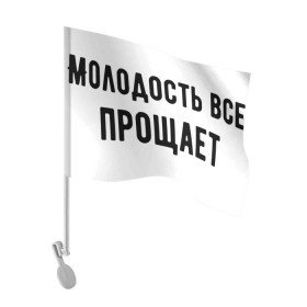Флаг для автомобиля с принтом Молодость в Екатеринбурге, 100% полиэстер | Размер: 30*21 см | круто | макс корж | молодежно | молодость | надпись | песня | популярно | сообщение | текст | фраза