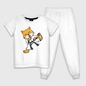 Детская пижама хлопок с принтом Каратэ Лис в Екатеринбурге, 100% хлопок |  брюки и футболка прямого кроя, без карманов, на брюках мягкая резинка на поясе и по низу штанин
 | fox | foxy | боевые искусства | карате | каратэ | кимоно | лис | лиса | лисичка | рисунок