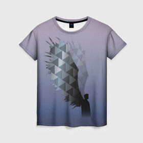Женская футболка 3D с принтом Castiel в Екатеринбурге, 100% полиэфир ( синтетическое хлопкоподобное полотно) | прямой крой, круглый вырез горловины, длина до линии бедер | castiel | supernatural | vdzabma | кастиэль | сверхъестественное