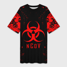 Платье-футболка 3D с принтом nCoV. в Екатеринбурге,  |  | 2019 ncov | covid 19 | вирус | вирус 2020 | знаки биологической опасности | коронавирус | коронавирус 2020 | медицинские маски
