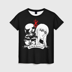 Женская футболка 3D с принтом BERSERK в Екатеринбурге, 100% полиэфир ( синтетическое хлопкоподобное полотно) | прямой крой, круглый вырез горловины, длина до линии бедер | anime | anime berserk | berserk | knight | manga | аниме | аниме берсерк | берсерк | манга | рыцарь