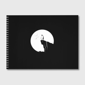 Альбом для рисования с принтом Одинокий Пингвин в Екатеринбурге, 100% бумага
 | матовая бумага, плотность 200 мг. | animal | art | bird | black | pinguin | space | stars | арт | горы | животное | животные | звезды | космос | крылья | луна | небо | пингвин | птица | темнота
