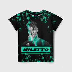 Детская футболка 3D с принтом NILETTO. в Екатеринбурге, 100% гипоаллергенный полиэфир | прямой крой, круглый вырез горловины, длина до линии бедер, чуть спущенное плечо, ткань немного тянется | niletto | rap | данила прытков | любимка | музыка | нилетто | певец | реп